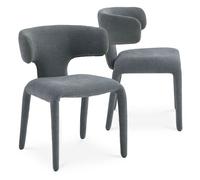 MENZZO Lot de 2 chaises design dossiers arrondis Cotony Tissu Gris - Chaises Salle À Manger