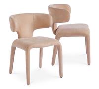 MENZZO Lot de 2 chaises design dossiers arrondis Cotony Tissu Taupe clair - Chaises Salle À Manger