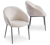 MENZZO Lot de 2 chaises design enveloppant Ingrid Tissu beige - Chaises Salle À Manger