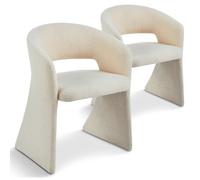 Lot de 2 Chaises Tissu Bouclette Ezra 81cm Crème