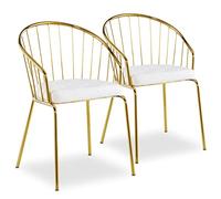 Menzzo Chaises EVENTILLE - Lot de 2 - Simili blanc - Accoudoirs - Confort et design moderne