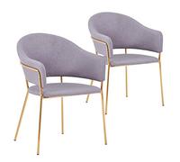 Menzzo Lot de 2 Chaises Fauteuils Ulrick en Tissu Gris - Chaises de Salle à Manger avec Accoudoirs - Design Contemporain - L60,5 x P59 x H83 cm
