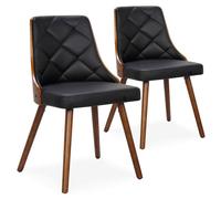 Menzzo Lot de 2 Chaises Scandinaves LALIX Bois Noisette & Noir - Chaises Salle à Manger Design Moderne avec Assise Confortable - Style Nordique pour Cuisine & Salon