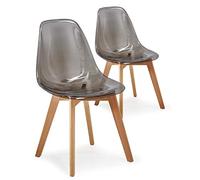 Menzzo – Lot de 2 chaises scandinaves Larry Plexi Fumé