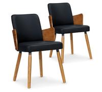 MENZZO Lot de 2 chaises scandinaves Phibie bois naturel et Noir - Chaises Salle À Manger