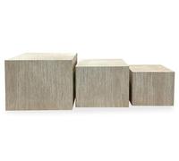 Menzzo Lot de 3 Tables Basses BALKOR - Effet travertin Beige - Tables gigognes Design Modernes pour Salon Contemporain