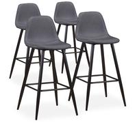 MENZZO Lot de 4 chaises de bar Jody Tissu Gris