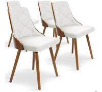 Menzzo Lot de 4 chaises scandinaves Lalix Bois Noisette et Blanc