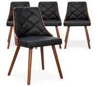 Menzzo Chaises scandinaves Lalix – Bois noisette et noir – Lot de 4