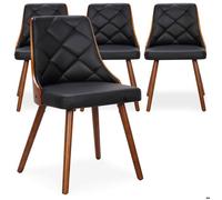 Menzzo Chaises scandinaves Lalix – Bois noisette et noir – Lot de 4