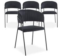 Lot de 4 Chaises en Velours Batora 79cm Noir