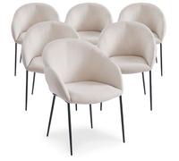 MENZZO Lot de 6 chaises design enveloppant Ingrid Tissu beige - Chaises Salle À Manger