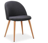 Menzzo Lot de 6 chaises scandinaves Maury - Tissu Gris foncé et Pieds Bois Clair - Chaises de Salle à Manger Design Nordique Modernes et Confortables