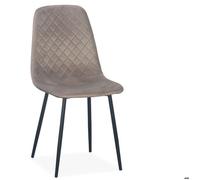 Menzzo Lot de 8 chaises Norway Métal Noir et Velours Taupe - Chaises de Salle à Manger matelassées Design Chic Moderne avec Coutures décoratives