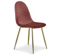 Menzzo Lot de 8 chaises Norway Métal doré et Velours Rose - Chaises de Salle à Manger matelassées Design Chic Moderne avec Coutures décoratives