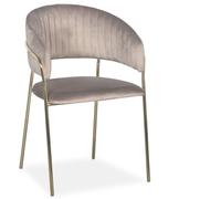Menzzo Lot de 8 chaises Tabata Métal doré et Velours Taupe - Chaises de Salle à Manger Design Chic et Modernes avec Dossier Arrondi