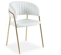 Menzzo Chaises Batora en bouclette 79 cm Lot de 8 Crème & Or