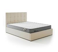 MENZZO Pack Lit-coffre Luftani + Matelas Bedream 140x190cm Velours Beige - Velours Lit : L148 x P207 x H103 cmMatelas : L140 x