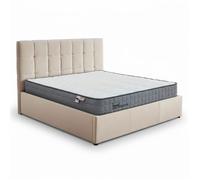 MENZZO Pack Lit-coffre Luftani + Matelas Bedream 160x200cm Velours Beige - Velours Lit : L168 x P217 x H103 cmMatelas : L160 x