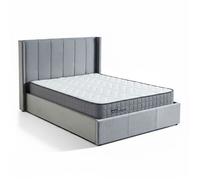 MENZZO Pack Lit-coffre Magorial + Matelas Bedream 140x190cm Velours Gris - Velours Lit complet : L148 x P207 x H110 cmMatelas