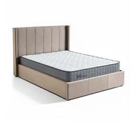 MENZZO Pack Lit-coffre Magorial + Matelas Bedream 140x190cm Velours Taupe - Velours Lit complet : L148 x P207 x H110 cmMatelas