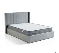 MENZZO Pack Lit-coffre Magorial + Matelas Bedream 160x200cm Velours Gris - Velours Lit complet : L170 x P217 x H110 cmMatelas