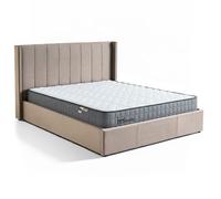MENZZO Pack Lit-coffre Magorial + Matelas Bedream 180x200cm Velours Taupe - Velours Lit complet : L190 x P217 x H110 cmMatelas