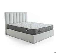 MENZZO Pack Lit-coffre Songe + Matelas Bedream 140x190cm Velours Argent - Velours Lit : L148 x P207 x H112 cmMatelas : L140 x