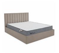 MENZZO Pack Lit-coffre Songe + Matelas Bedream 180x200cm Velours Taupe - Velours Lit : L189 x P217 x H112 cmMatelas : L200 x