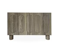 Menzzo Petit Buffet Durand 80 cm - Buffet rétro-Moderne avec Portes sculptées - Bois chêne grisé - Meuble Rangement Salon/entrée