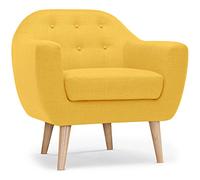 Menzzo qh8805yellow Savoy Fauteuil Scandinave Tissu/Bois Jaune 79 x 78 x 73 cm
