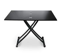 Menzzo Table Basse Relevable Carrera Noir Carbone - Plateau Extensible - Rangement Intégré - Design Moderne - Table de Salon Fonctionnelle et Gain de Place