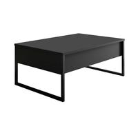Menzzo Table Basse Sibylle 60x90cm Métal Noir et Bois Anthracite