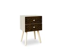 Menzzo Table de Chevet Tomina 42 cm 2 tiroirs Marron