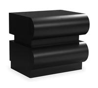 Menzzo Table de Chevet MEZADE Noire - 2 tiroirs arrondis - Table de Nuit Design Moderne avec Finition élégante pour Chambre contemporaine