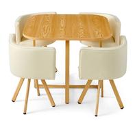 MENZZO Table et chaises scandinaves Oslo Beige - table à manger L90 x P90 x H75 cm
