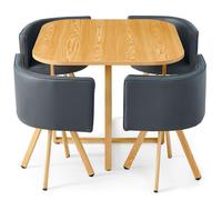 MENZZO Table et chaises scandinaves Oslo Gris et Chêne - table à manger L90 x P90 x H75 cm