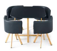 MENZZO Table et chaises scandinaves Oslo Noir - table à manger L90 x P90 x H75 cm