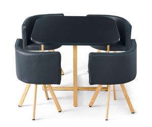 MENZZO Table et chaises scandinaves Oslo Noir - table à manger L90 x P90 x H75 cm