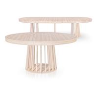 MENZZO Table ovale extensible 150-300cm Eliza Effet Travertin Beige - table à manger L150 x P100 x H76 cmAvec 1 rallonge :