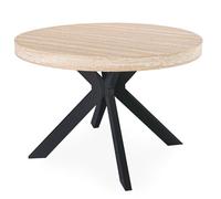 MENZZO Table ronde extensible 110-260cm Myriade Effet travertin Beige et Noir - table à manger L110 x P110 x H75 cmAvec