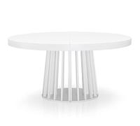 Menzzo Table Ronde Extensible Eliza - Blanc - L120/160/200 x H76 cm - Jusqu’à 8/10 Couverts - Pied Central - Table Salle à Manger Moderne