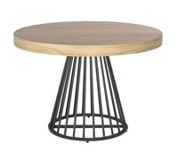 Menzzo Table Ronde Extensible GRIVERY Chêne Clair - 110 à 260 cm - Table Salle à Manger Design avec 3 Rallonges pour 4 à 12 Personnes - Pied Central Stable Moderne