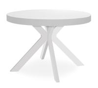 Menzzo Table Ronde Extensible Myriade Blanc - Table à Manger Design avec 3 rallonges - Ø110 cm → Ø160/210/260 cm - Jusqu’à 10 Couverts