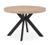 Table Ronde Extensible ""Zefane"" 160-260cm Noir & Chêne