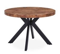 Menzzo Table Ronde Extensible MYRIADE - Noir & Noyer - Design Vintage Moderne - 3 rallonges intégrées - 6 à 10 Couverts - L110 à 260 x P110 x H75 cm