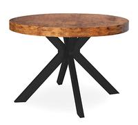 Menzzo Table Ronde Extensible MYRIADE - Noir & Noyer - Design Vintage Moderne - 3 rallonges intégrées - 6 à 10 Couverts - L110 à 260 x P110 x H75 cm