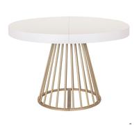 Menzzo Table ronde extensible Soare Blanc pieds Or – Table à manger