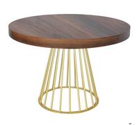 Menzzo Table Ronde Extensible Soare - Bois Noisette avec Pieds Or, Table à Manger Design et Modulable pour Cuisine & Salon
