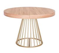 Menzzo Table ronde extensible SOARE – Chêne clair, 4 à 12 couverts, 3 rallonges, pied central métal